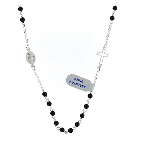 Necklace of onyx and 925 silver, 19 in 1