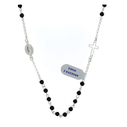 Catholic necklace 925 silver and onyx 48 cm 2