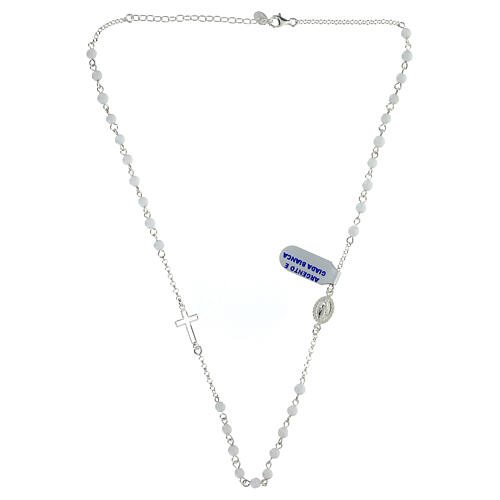Collana 48 cm giada bianca e argento 925 5