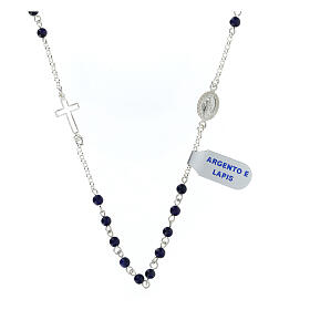 Necklace of 925 silver and lapis, 19 in