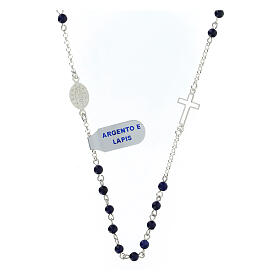 Virgin Mary necklace 48 cm lapis lazuli and 925 silver
