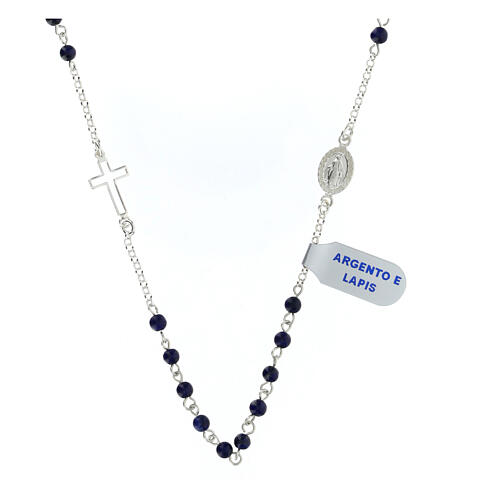 Virgin Mary necklace 48 cm lapis lazuli and 925 silver 1
