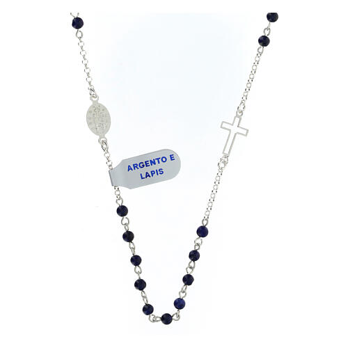Virgin Mary necklace 48 cm lapis lazuli and 925 silver 2