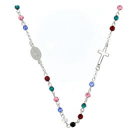 Collier argent 925 et cristal multicolore 4 mm Médaille Miraculeuse