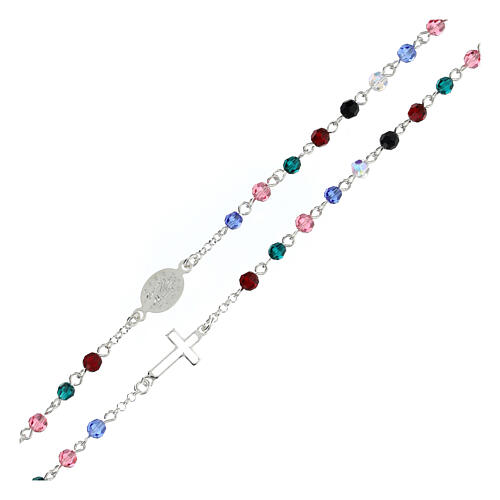 Colar prata 925 e cristal multicolor 4 mm Medalha Milagrosa 3