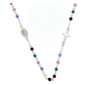 Miraculous Medal necklace 925 silver and 4 mm multicolor crystal