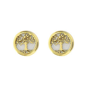 Amen earrings with mother-of-pearl and gold plated silver Tree of Life