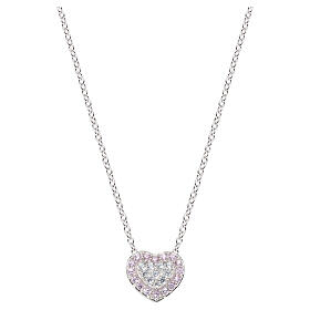 Amen heart necklace white pink zircons 925 silver