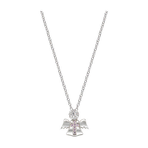 Collana angioletto zirconi rosa bianchi Amen argento 1