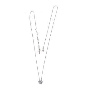 Amen necklace with heart-shaped pendant, white and blue zircons and 925 silver