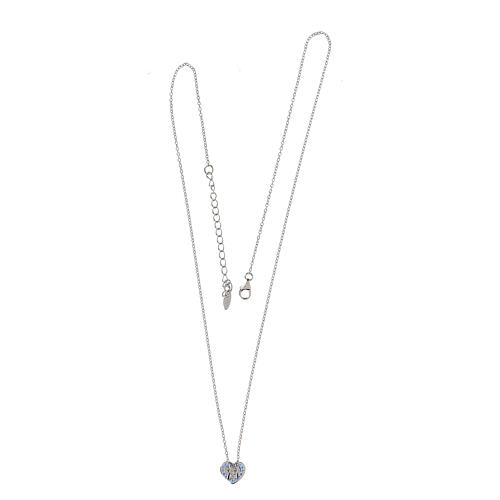 Amen necklace with heart-shaped pendant, white and blue zircons and 925 silver 2
