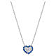 Amen necklace with heart-shaped pendant, white and blue zircons and 925 silver s1