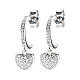 Amen j-hoop earrings with heart-shaped pendant, white zircons and 925 silver s1