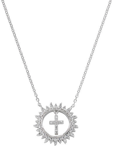 Amen necklace with Cross in the Sun pendant, white zircons and 925 silver 1