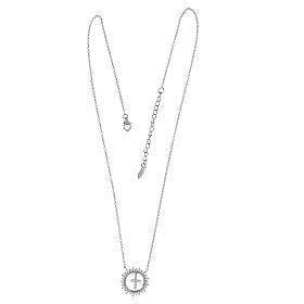 Amen necklace cross in sun cubic zirconia 925 silver