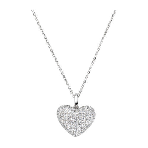 Amen necklace with heart pendant covered in white zircons, 925 silver 1