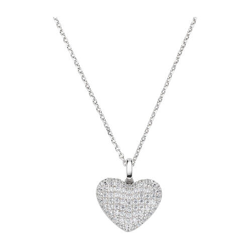 Collana Amen cuore pavé zirconi bianchi argento 925 1