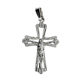 Budded cross pendant of rhodium-plated 925 silver