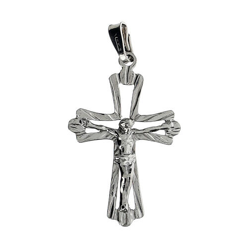 Budded cross pendant of rhodium-plated 925 silver 1