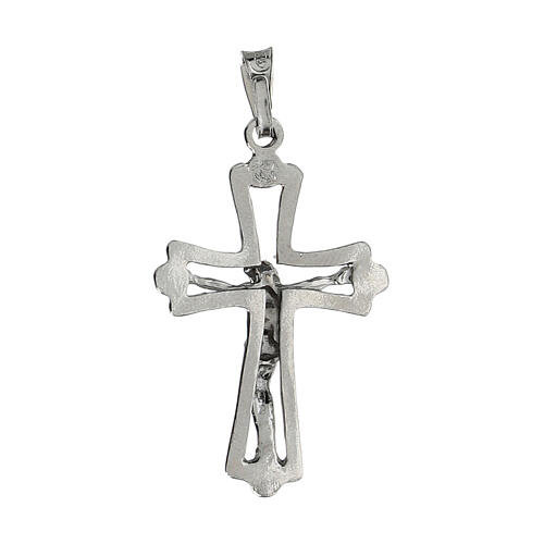 Budded cross pendant of rhodium-plated 925 silver | online sales