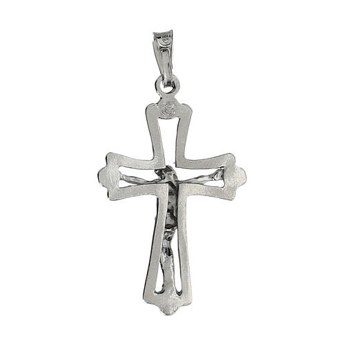 Rhodium plated 925 silver trefoil cross pendant 2