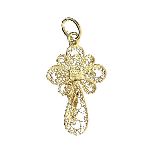Cross pendant of gold plated 800 silver filigree 2