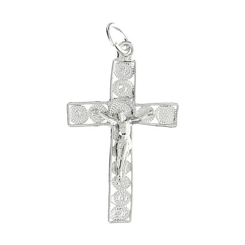 Croix latine pendentif avec corps de Christ argent 800 1