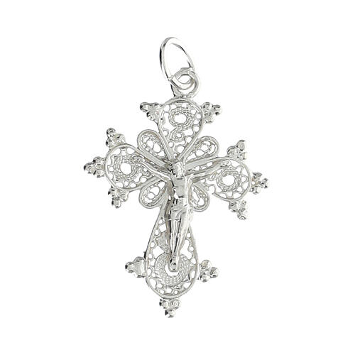 Cross pendant with Trinity symbol, 800 silver filigree 1