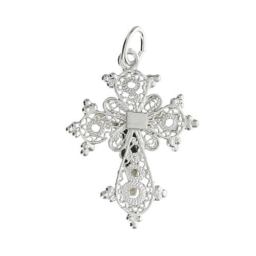 Cross pendant with Trinity symbol, 800 silver filigree 2