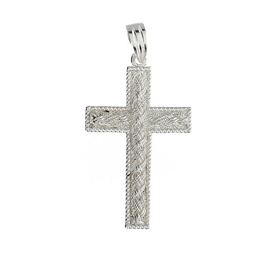 Latin cross pendant of 1.5x1 in, 800 silver 1