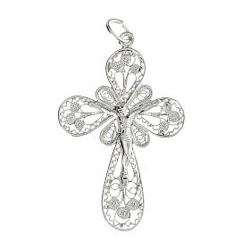 Cross pendant with body of Christ, 800 silver filigree