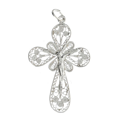 Cross pendant with body of Christ, 800 silver filigree 1