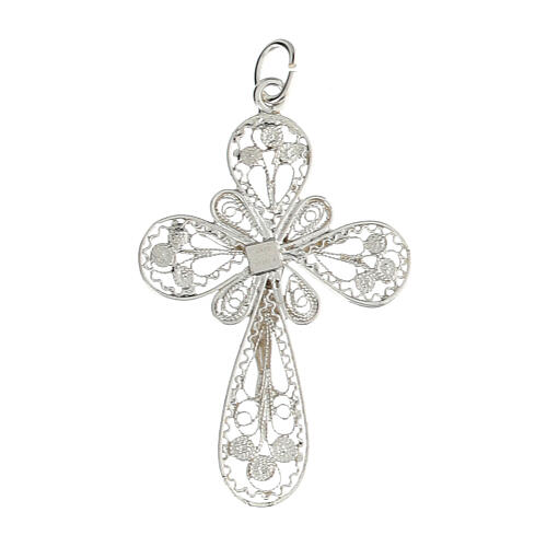 Cross pendant with body of Christ, 800 silver filigree 2