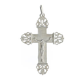 Budded cross pendant of 2x1.5 in, 925 silver
