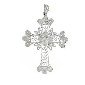 Cross-shaped pendant of 800 silver filigree