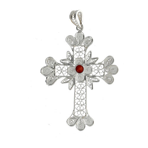 Cross-shaped pendant of 800 silver filigree 1