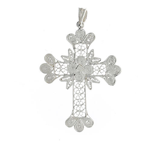 Croce pendente argento 800 filigrana 2