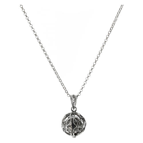 Necklace with angel caller pendant, floral pattern, 925 silver 3