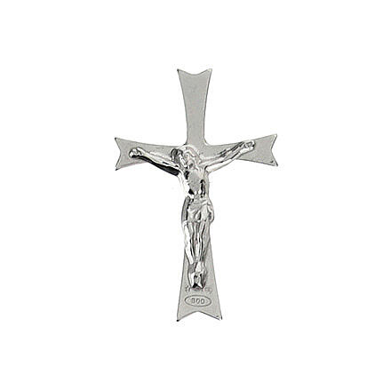 Curcifix breastpin with embossed body of Christ, 800 silver 1