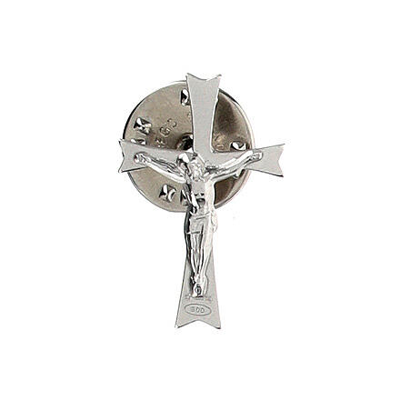 Spilla croce cristo in rilievo argento 800 2