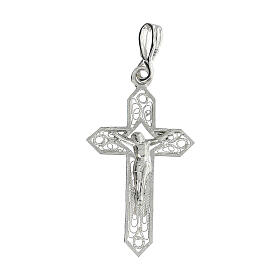 Filigree cross pendant of 800 silver, 1.2x 0.8 in