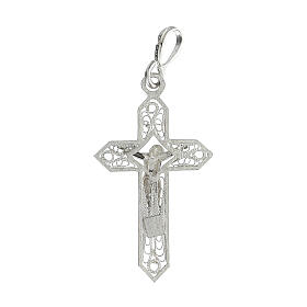 Filigree cross pendant of 800 silver, 1.2x 0.8 in