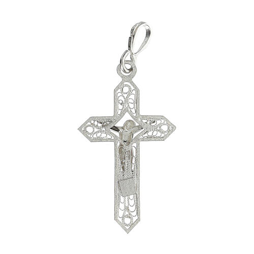 Cruz filigrana 3x2 cm plata 800 colgante 2