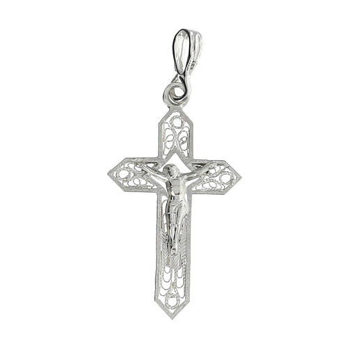 Croce filigranata 3x2cm argento 800 pendente 1