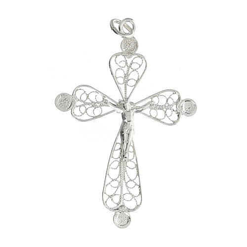 Pendentif croix filigrane argent 800 4x3 cm 1