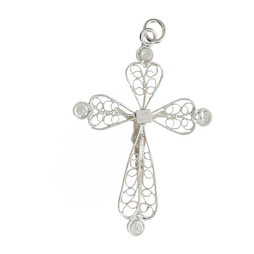 Pendente croce filigrana argento 800 4x3 cm 2