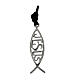 Pendant with lanyard necklace, 925 silver stylised fish with Jesus name s1