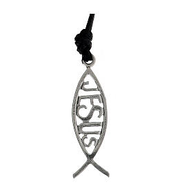 Jesus fish pendant in 925 silver with cord