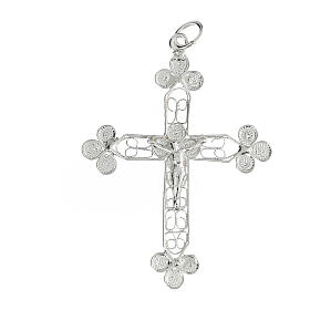 Anhänger, Kruzifix, Filigranarbeit, 800er Silber, 4,5x3,5 cm