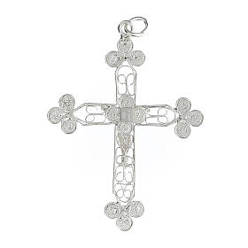 Filigree budded cross pendant of 800 silver, 1.8x1.4 in
